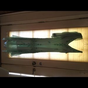 Beaded formal sea foam maxi dress